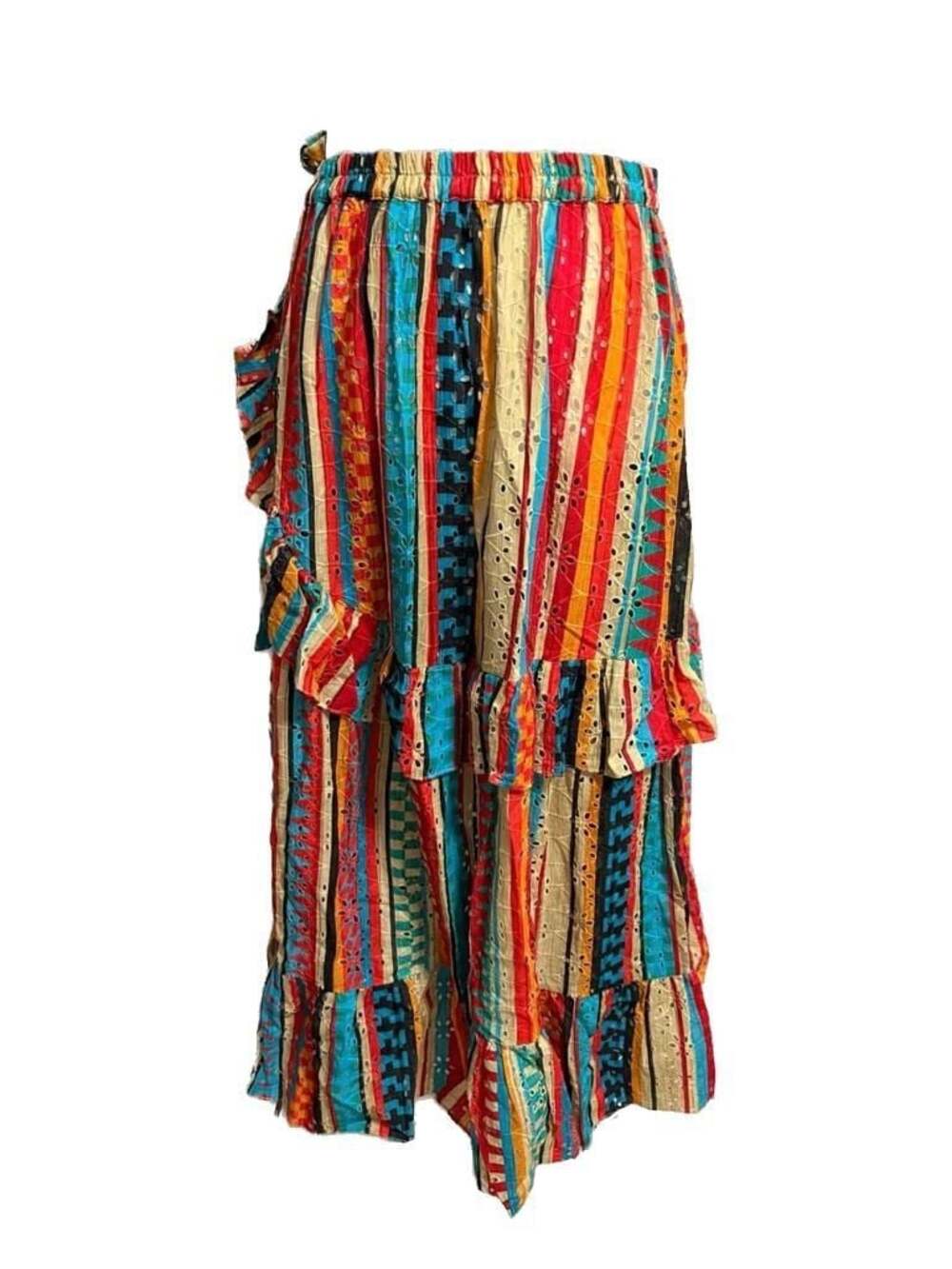 Anthropologie Bea Ruffled Eyelet Wrap Maxi Skirt Small Western Boho Southwestern - Picture 5 of 5